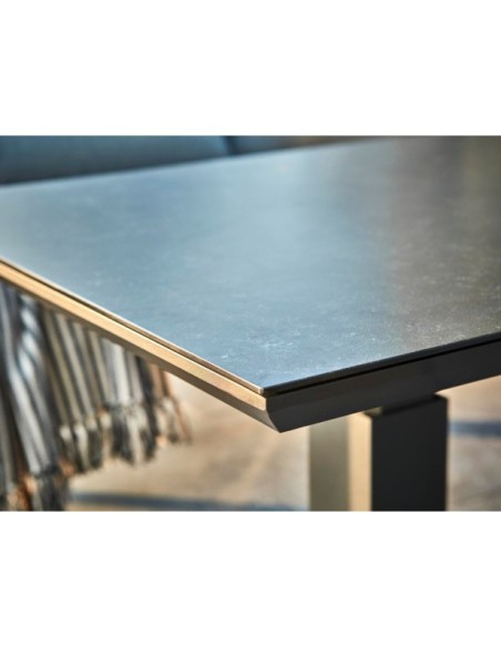 Mesa de Centro Exterior HEIS (altura ajustable), Aluminio, Cristal / Negro - Brafab