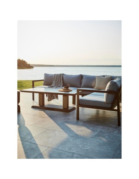 Mesa de Centro Exterior HEIS (altura ajustable), Aluminio, Cristal / Negro - Brafab