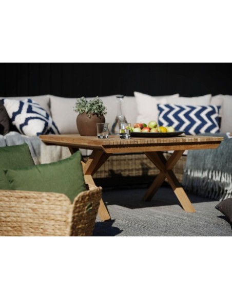 Mesa de Centro Exterior JULITA 90x90 cm, Madera de Teca / Natural - Brafab