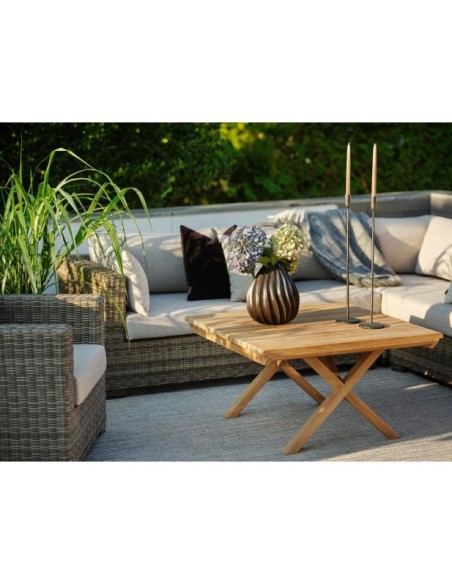 Mesa de Centro Exterior JULITA 90x90 cm, Madera de Teca / Natural - Brafab