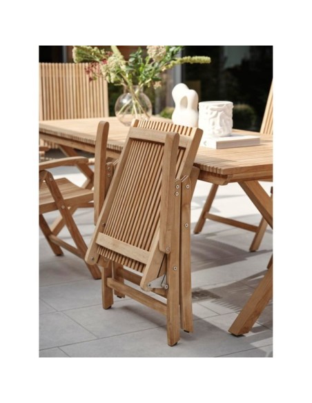 Mesa Exterior JULITA 220x90 cm de Comedor, Madera de Teca / Natural - Brafab