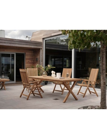 Mesa Exterior JULITA 220x90 cm de Comedor, Madera de Teca / Natural - Brafab