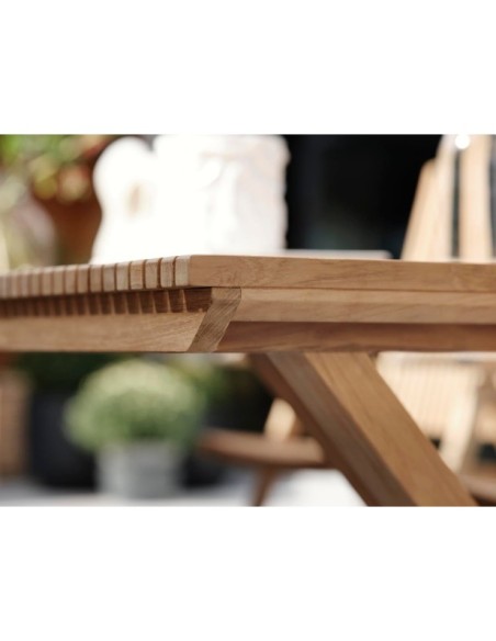 Mesa Exterior JULITA 220x90 cm de Comedor, Madera de Teca / Natural - Brafab