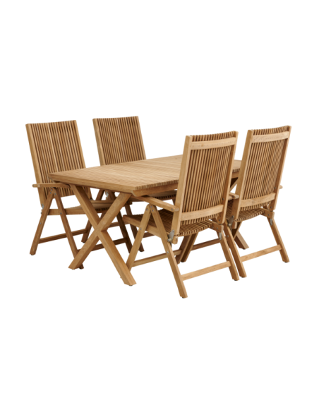 Mesa Exterior JULITA 150x90 cm de Comedor, Madera de Teca / Natural - Brafab