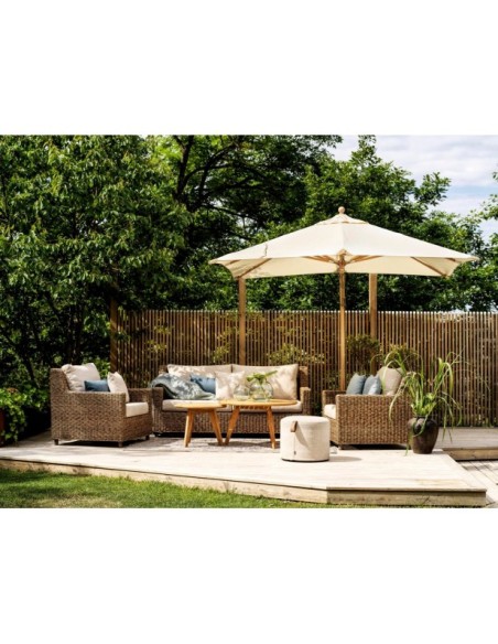 Mesa de Centro Exterior KASTOS Ø90 cm, Madera de Teca / Natural - Brafab