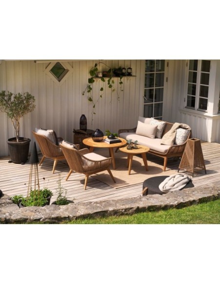 Mesa de Centro Exterior KASTOS Ø60 cm, Madera de Teca / Natural - Brafab