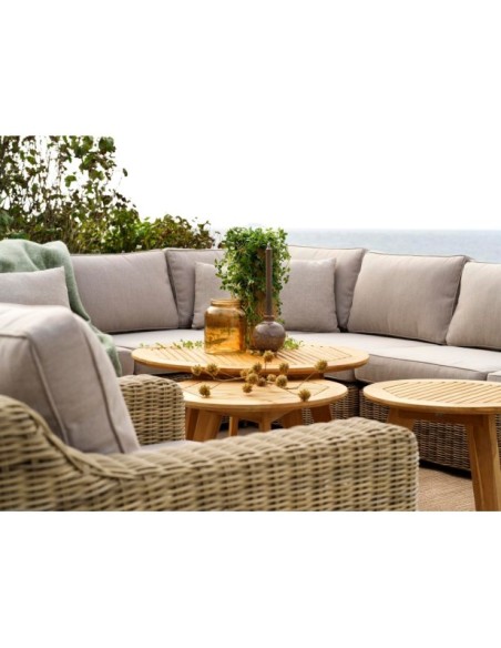 Mesa de Centro Exterior KASTOS Ø60 cm, Madera de Teca / Natural - Brafab