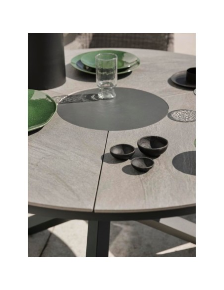 Mesa Exterior KENORA Ø137 cm de Comedor, Aluminio / Antracita / Gris - Brafab