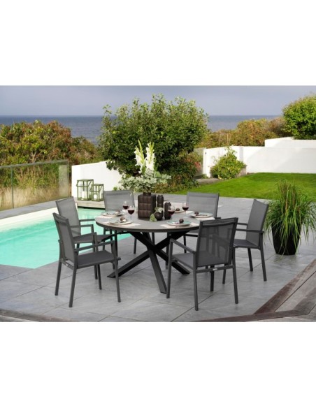 Mesa Exterior KENORA Ø137 cm de Comedor, Aluminio / Antracita / Gris - Brafab
