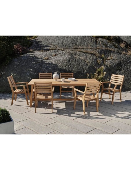 Mesa Exterior KEROS 220x100 cm de Comedor, Madera de Teca / Natural - Brafab