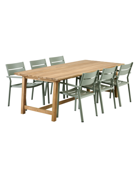Mesa Exterior KEROS 220x100 cm de Comedor, Madera de Teca / Natural - Brafab