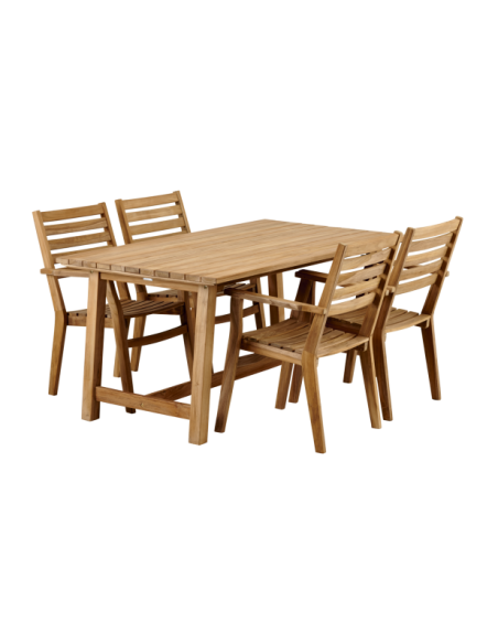 Mesa Exterior KEROS 160x90 cm de Comedor, Madera de Teca / Natural - Brafab