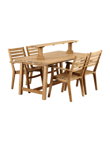 Mesa Exterior KEROS 160x90 cm de Comedor, Madera de Teca / Natural - Brafab
