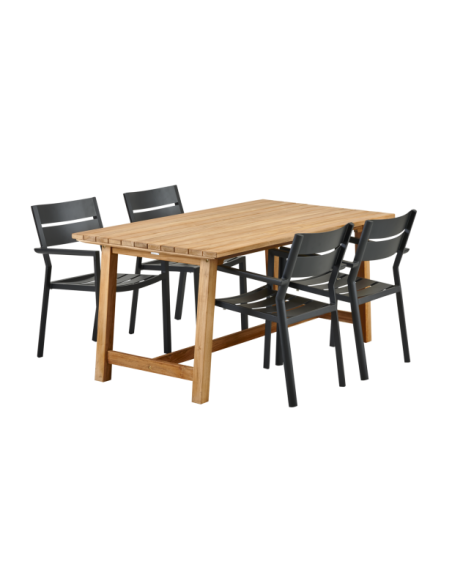 Mesa Exterior KEROS 160x90 cm de Comedor, Madera de Teca / Natural - Brafab