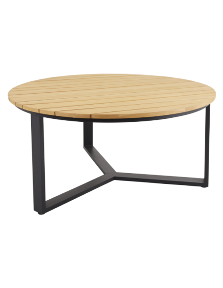 Mesa Exterior LAURION Ø150 cm de Comedor, Madera de Teca, Aluminio / Negro / Natural - Brafab