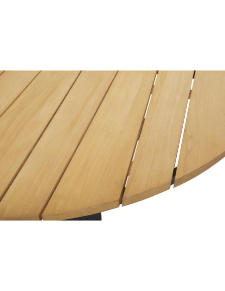 Mesa Exterior LAURION Ø150 cm de Comedor, Madera de Teca, Aluminio / Negro / Natural - Brafab
