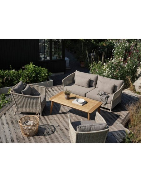 Mesa de Centro Exterior LILJA 140x70 cm, Madera de Teca / Natural - Brafab