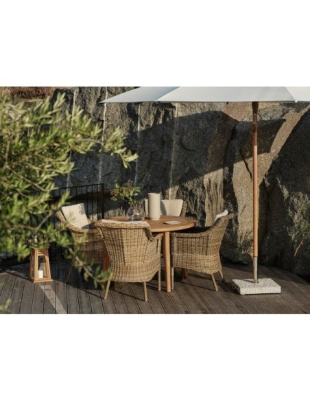 Mesa Exterior LILJA Ø120 cm de Comedor, Madera de Teca / Natural - Brafab