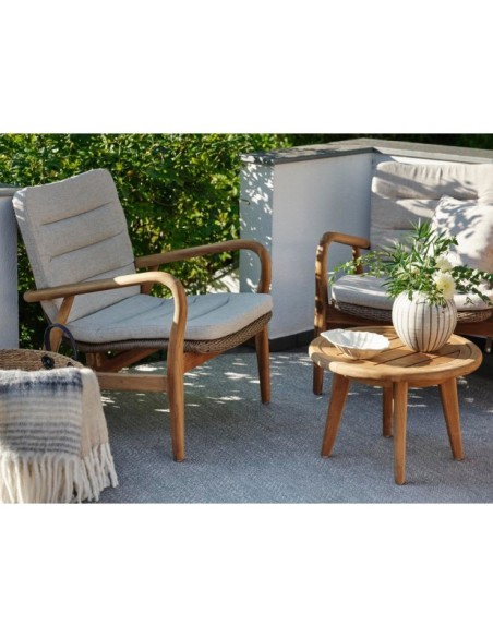 Mesa Auxiliar Exterior LILJA Ø50 cm, Madera de Teca / Natural - Brafab