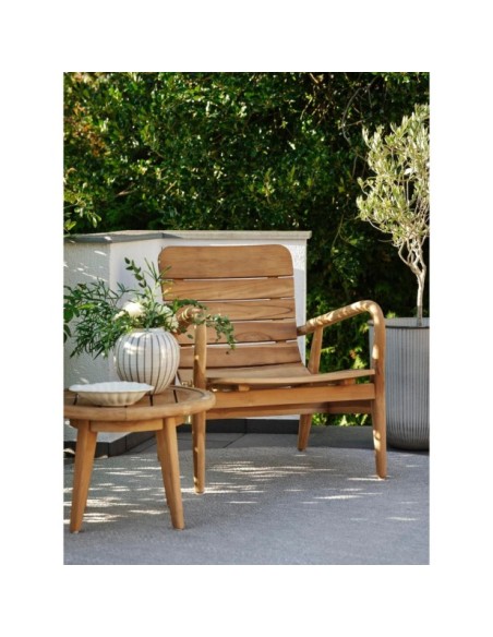 Mesa Auxiliar Exterior LILJA Ø50 cm, Madera de Teca / Natural - Brafab