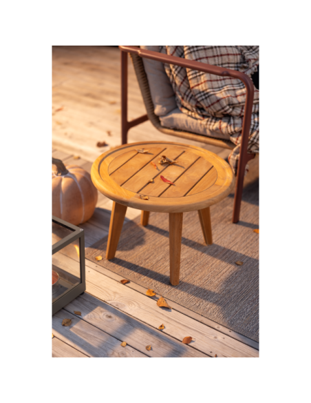 Mesa Auxiliar Exterior LILJA Ø50 cm, Madera de Teca / Natural - Brafab