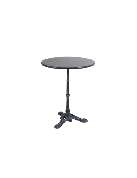 Mesa Bistró Redonda Exterior LOIRE Ø60 cm, Hierro fundido, Mármol / Gris / Negro - Brafab
