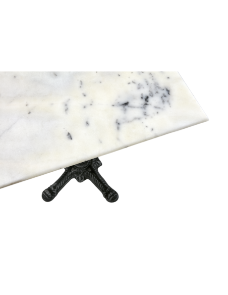 Mesa Bistró Exterior LOIRE 70x70 cm, Hierro fundido, Mármol / Blanco / Negro - Brafab
