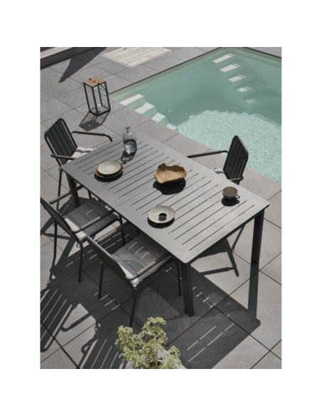 Mesa Extensible Exterior LOMMA 194/312x100 cm de Comedor, Aluminio Antracita - Brafab