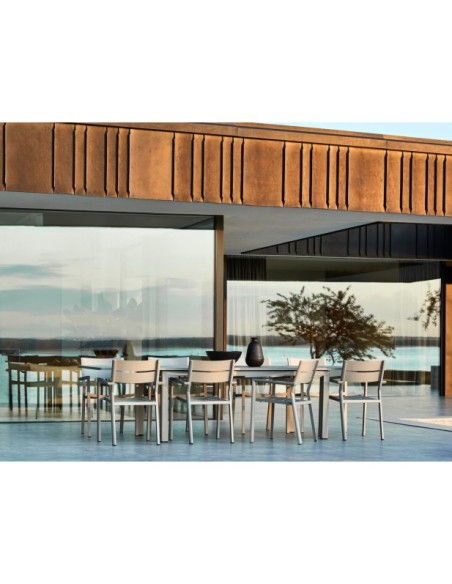 Mesa Extensible Exterior LOMMA 194/312x100 cm de Comedor, Aluminio Caqui - Brafab