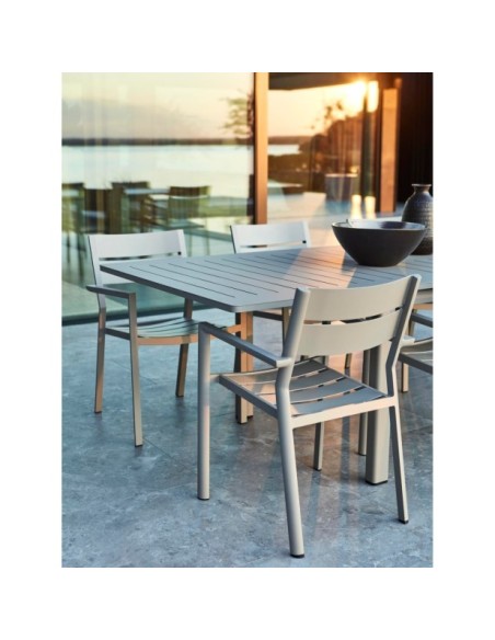 Mesa Extensible Exterior LOMMA 194/312x100 cm de Comedor, Aluminio Caqui - Brafab