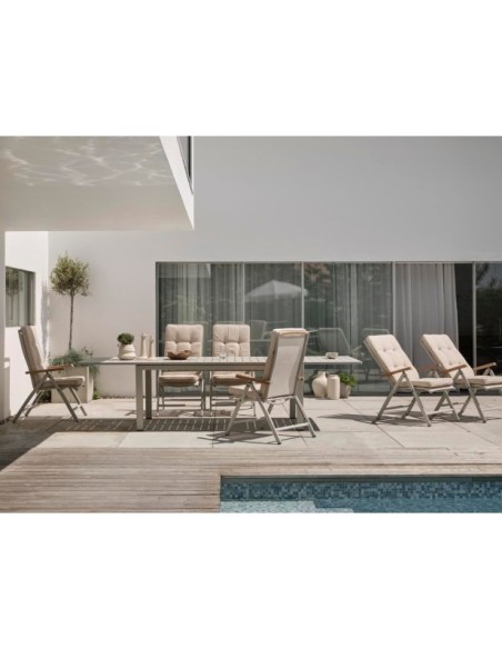 Mesa Extensible Exterior LOMMA 194/312x100 cm de Comedor, Aluminio Gris Claro - Brafab