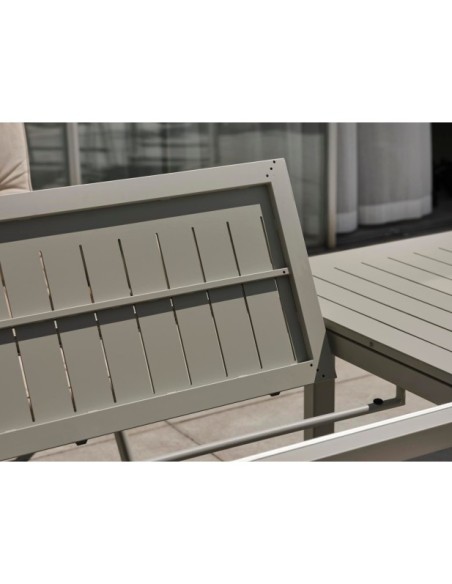 Mesa Extensible Exterior LOMMA 194/312x100 cm de Comedor, Aluminio Gris Claro - Brafab