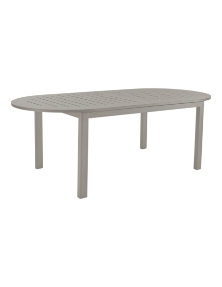 Mesa Extensible Exterior LOMMA ELIPSE 220/280x110 cm de Comedor, Aluminio Caqui - Brafab