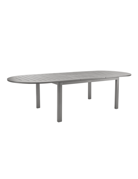 Mesa Extensible Exterior LOMMA ELIPSE 220/280x110 cm de Comedor, Aluminio Caqui - Brafab