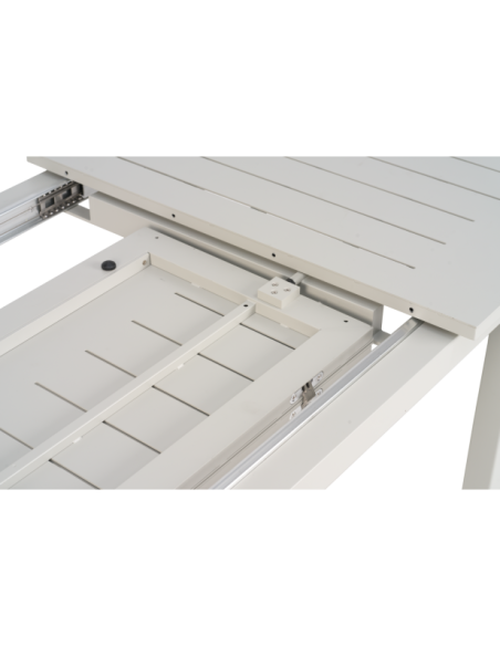 Mesa Extensible Exterior LOMMA SMALL 132/192x80 cm de Comedor, Aluminio Gris Claro - Brafab