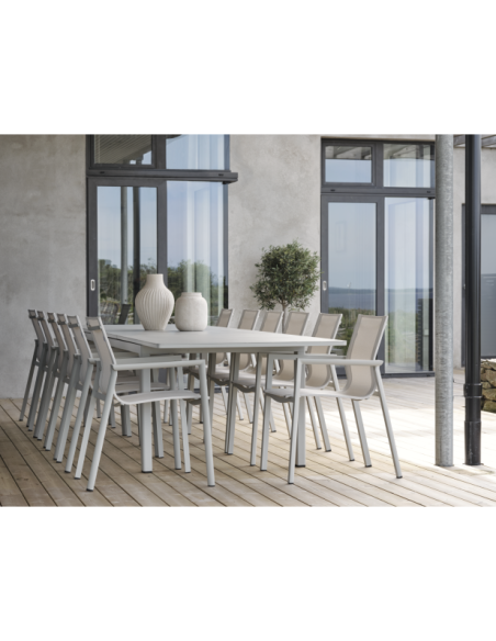 Mesa Extensible Exterior LOMMA XL 260/380x100 cm de Comedor, Aluminio Gris Claro - Brafab