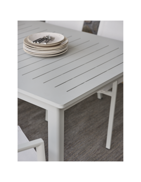 Mesa Extensible Exterior LOMMA XL 260/380x100 cm de Comedor, Aluminio Gris Claro - Brafab