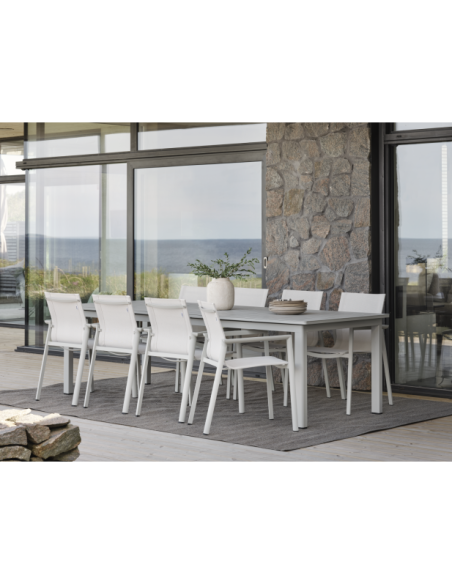 Mesa Extensible Exterior LOMMA XL 260/380x100 cm de Comedor, Aluminio Gris Claro - Brafab