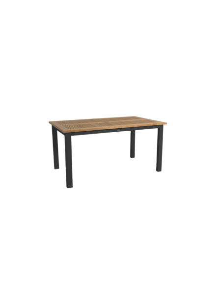 Mesa Extensible Exterior LYON 152/210x92 cm de Comedor, Aluminio, Teca FSC / Negro / Natural - Brafab