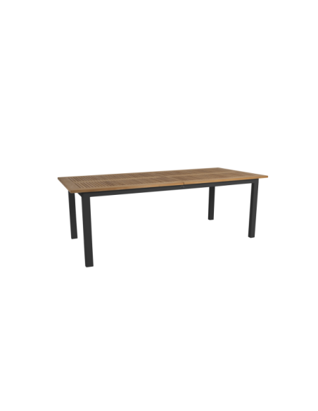 Mesa Extensible Exterior LYON 224/304x100 cm de Comedor, Aluminio, Teca FSC / Negro / Natural - Brafab