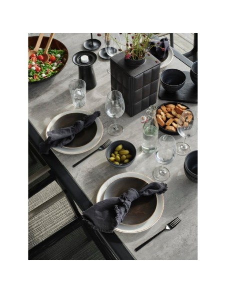 Mesa Exterior LYRA 220x100 cm de Comedor, Acero inoxidable, Cristal / Negro / Arena - Brafab