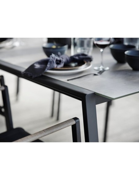 Mesa Exterior LYRA 220x100 cm de Comedor, Acero inoxidable, Cristal / Negro / Arena - Brafab
