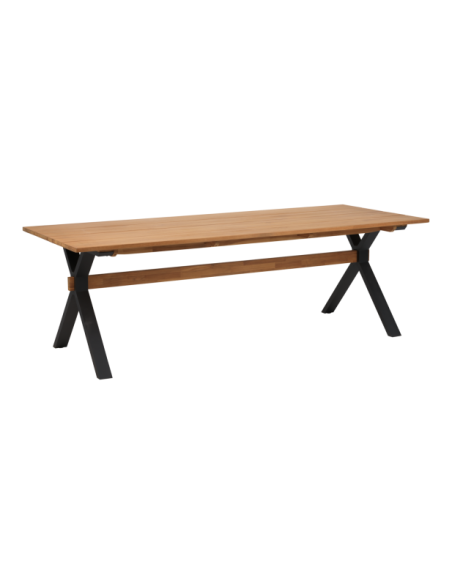 Mesa Exterior MARK 230x95 cm de Comedor, Aluminio, Madera de Teca FSC / Negro / Natural - Brafab