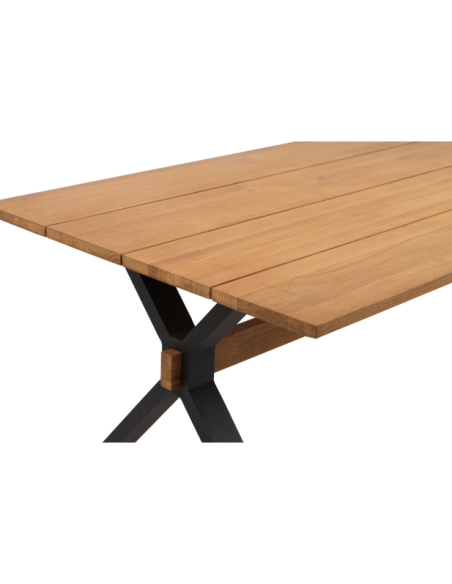 Mesa Exterior MARK 230x95 cm de Comedor, Aluminio, Madera de Teca FSC / Negro / Natural - Brafab