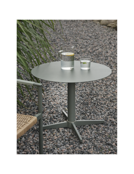 Mesa de Centro Exterior MILL Ø75 cm, Aluminio / Verde Nórdico - Brafab