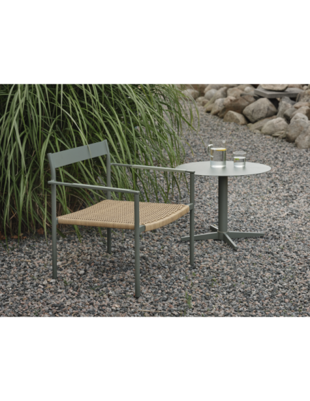 Mesa de Centro Exterior MILL Ø75 cm, Aluminio / Verde Nórdico - Brafab