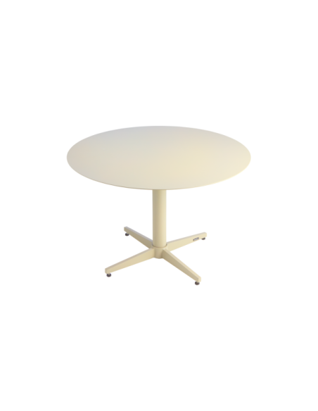 Mesa de Centro Exterior MILL Ø75 cm, Aluminio / Blanco Perla - Brafab