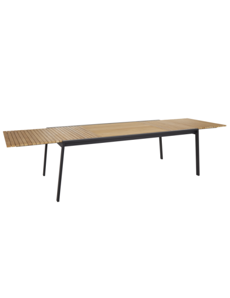 Mesa Extensible Exterior NAOS 220/320x100 cm de Comedor, Acero Inox, Teca FSC / Negro / Natural - Brafab