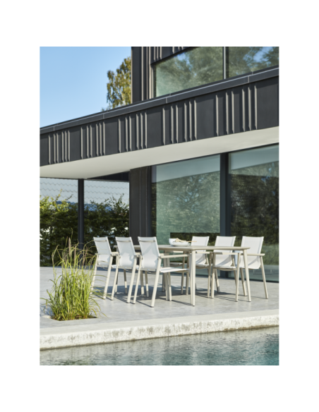 Mesa Exterior NIMES 200x97 cm de Comedor, Aluminio / Caqui - Brafab