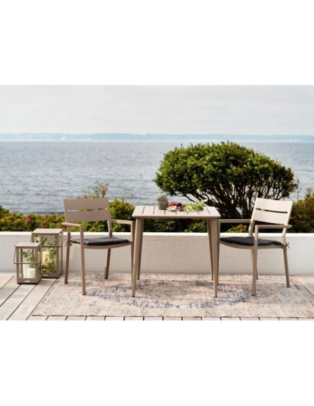 Mesa Exterior NIMES 78x78 cm de Comedor, Aluminio / Caqui - Brafab